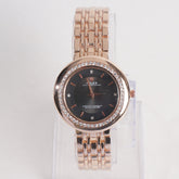 Women Chain Wrist Watch Rosegold With Black Dial R